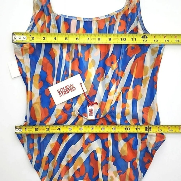 SOLID & STRIPED Luela One Piece Swimsuit Leopard Zebra Print Blue Orange Size M - Picture 14 of 14